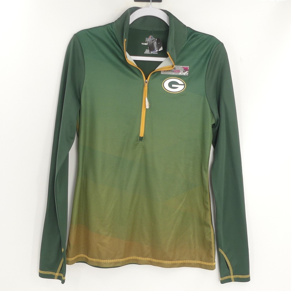 NWT Majestic Quarter Zip ThermaBase Pull Over Greenbay Packers Women's Medium M